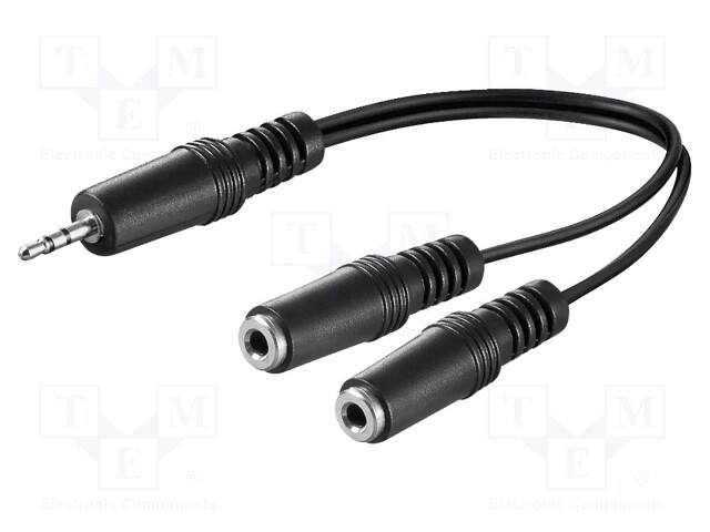 Cable; Jack 3.5mm 3pin plug,Jack 3.5mm 2pin socket x2; 0.2m