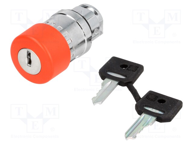 Switch: emergency stop with key; Stabl.pos: 2; 22mm; red; IP66