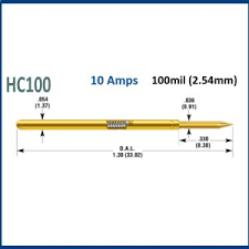 Test probe; Operational spring compression: 6.35mm; 10A