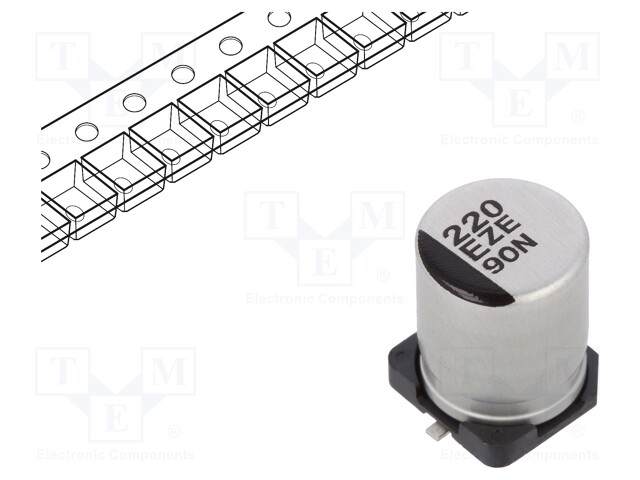 Capacitor: hybrid; 220uF; 25VDC; ESR: 27mΩ; ZE; SMD; ±20%; -55÷125°C