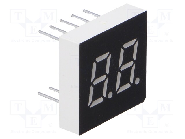 Display: LED; 7-segment; 7.62mm; 0.3"; No.char: 2; red; 4mcd; anode