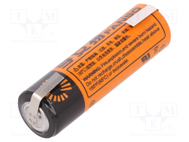 Battery: lithium; 3.6V; AA; soldering lugs; Ø14.5x50.6mm; 2100mAh