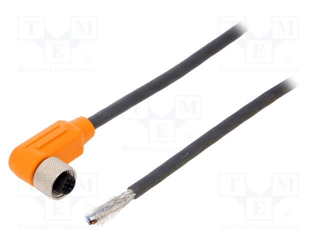 Connection lead; M12; PIN: 4; angled; 5m; plug; 240VAC; 4A; -25÷80°C