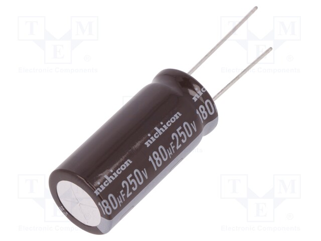 Capacitor: electrolytic; THT; 180uF; 250VDC; Ø16x35.5mm; ±20%