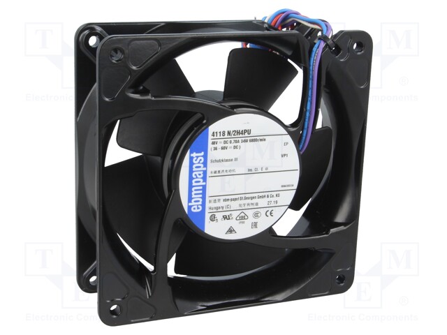 Fan: DC; axial; 119x119x38mm; 346.2m3/h; 67dBA; ball bearing; IP68