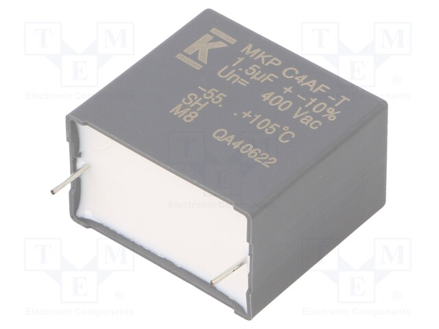 AC Film Capacitor, 1.5 µF, 400 VAC, Metallized PP, ± 10%, C4AF Series, Radial Box