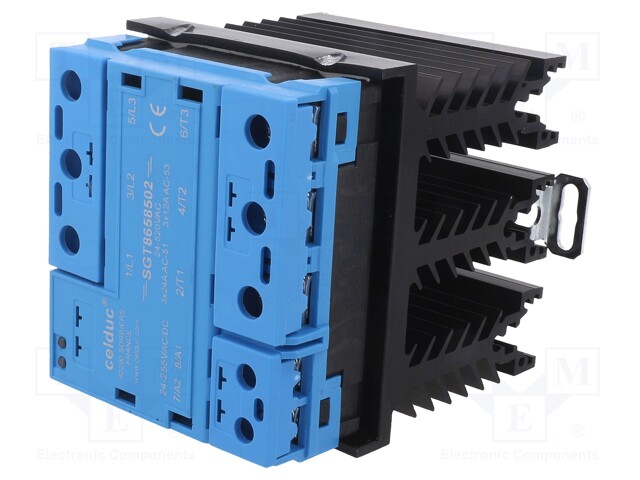 Relay: solid state; Ucntrl: 24÷255VAC; 24A; 24÷520VAC; 3-phase; DIN