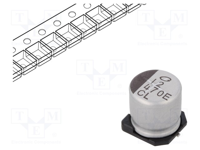 Capacitor: electrolytic; low impedance; SMD; 470uF; 25VDC; ±20%