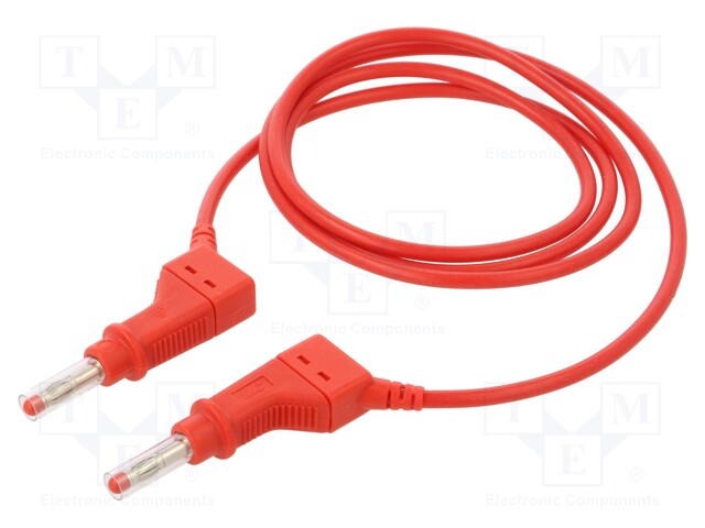 Test lead; 19A; banana plug 4mm,both sides; Len: 1m; red