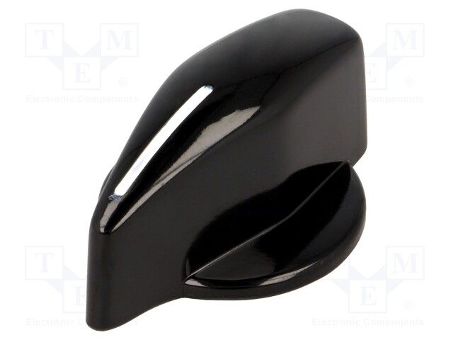 Knob; Dia: 55mm; H: 26mm; black; Ømount.hole: 8mm