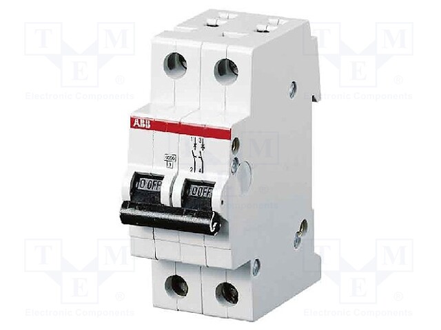 Circuit breaker; 400VAC; Inom: 6A; Poles: 2; DIN; Charact: B; 6kA