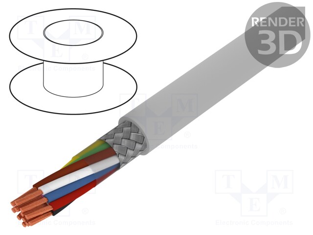 Wire; BiT LiYCY; 12x0,75mm2; tinned copper braid; PVC; grey