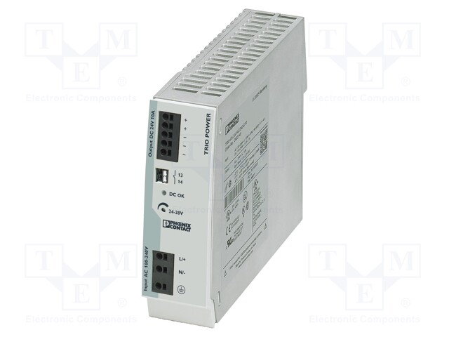 Power supply: switched-mode; Mounting: DIN; IP20