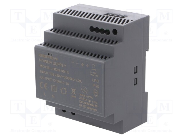 Power supply: switched-mode; 90W; 12VDC; 7.1A; 100÷240VAC; 243g