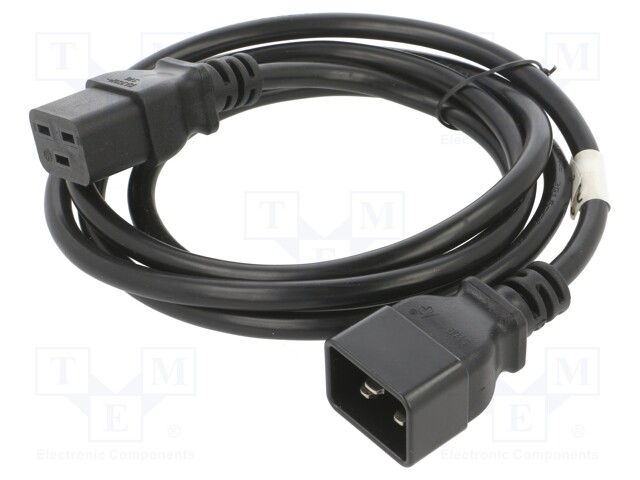 Cable; IEC C19 female,IEC C20 male; PVC; Len: 1.8m; black