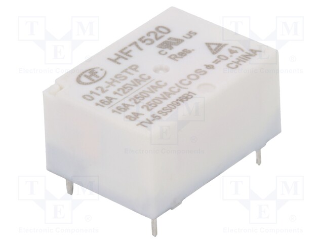 Relay: electromagnetic; SPST-NO; Ucoil: 12VDC; 16A/250VAC; 16A