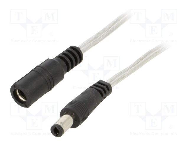 Cable; DC 5,5/2,5 plug,DC 5,5/2,5 socket; straight; 0.5mm2; 3m