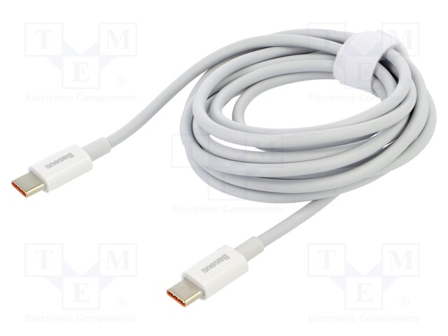 Cable; USB C plug,both sides; 2m; white; 100W