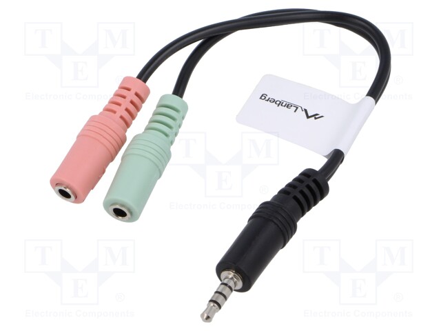 Cable; Jack 3.5mm 3pin socket x2,Jack 3,5mm 4pin plug; 0.2m