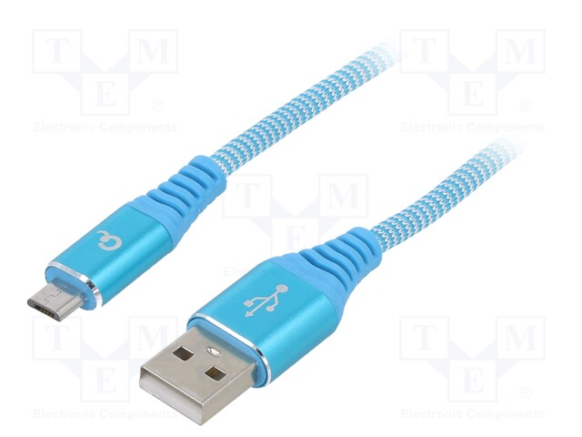 Cable; USB 2.0; USB A plug,USB B micro plug; gold-plated; 2m