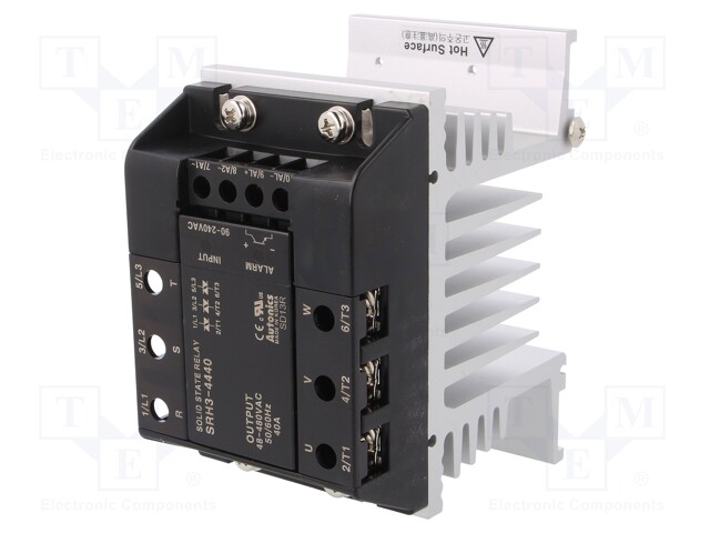 Relay: solid state; Ucntrl: 90÷240VAC; 40A; 48÷480VAC; 3-phase; DIN