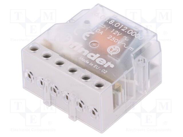 Relay: installation; bistable; NC + NO; Ucoil: 12VAC; 10A; -40÷40°C