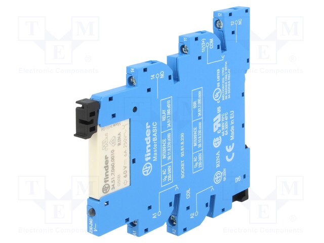 Relay: interface; SPDT; Ucoil: 230VAC; 6A; 6A/250VAC; Mounting: DIN