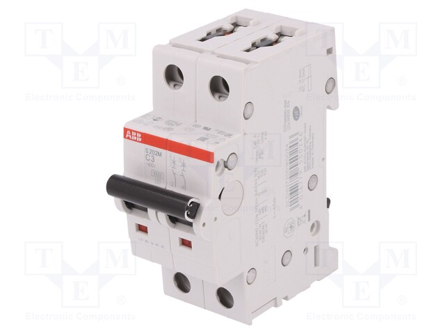 Circuit breaker; 400VAC; Inom: 3A; Poles: 2; DIN; Charact: C; 10kA