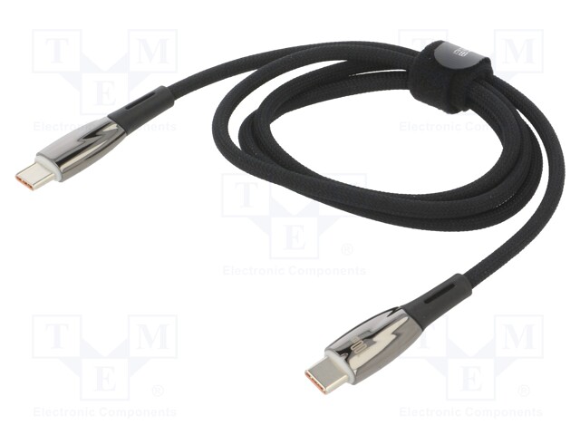 Cable; USB A socket,USB C plug; 1m; black; 100W