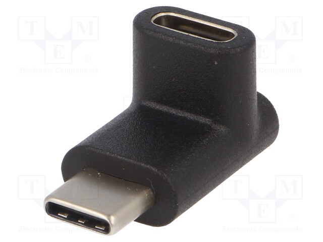 Adapter; USB 3.0; USB C socket,USB C angled plug; Colour: black