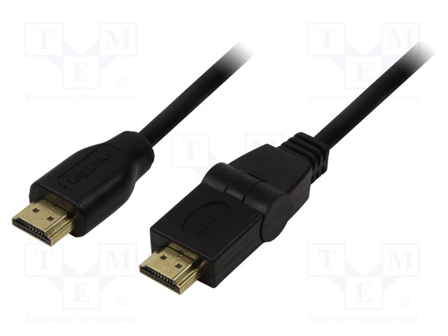 Cable; HDMI plug,HDMI plug movable ±90°; 1.8m; black