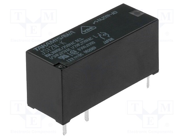 Relay: electromagnetic; SPDT; Ucoil: 12VDC; 8A/250VAC; 8A/24VDC; 8A