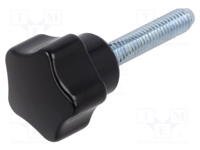 Knob; Dia: 25mm; M6; 30mm; H: 21mm; duroplast (PF); black; -20÷110°C