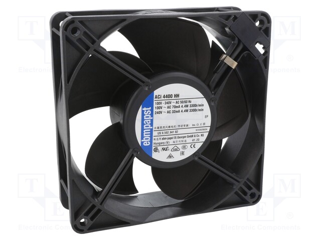 Fan: EC; axial; 119x119x38mm; 175m3/h; 43dBA; ball bearing; 3300rpm