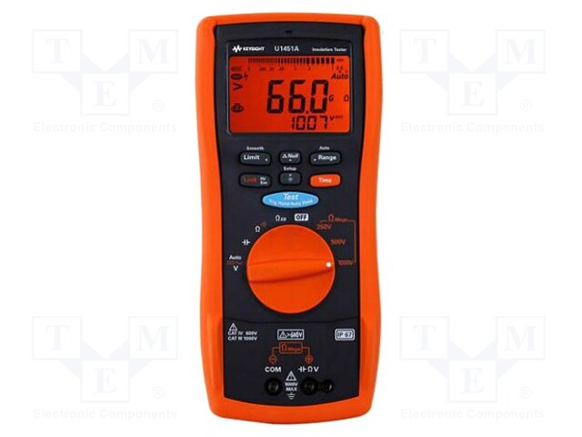 Insulation resistance meter; LCD (6600); 250V/500V/1000V; 66GΩ