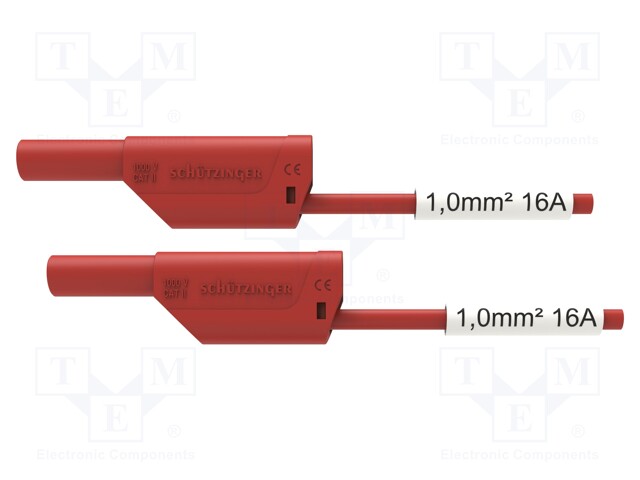 Test lead; 16A; 4mm banana plug-4mm banana plug; Urated: 1kV