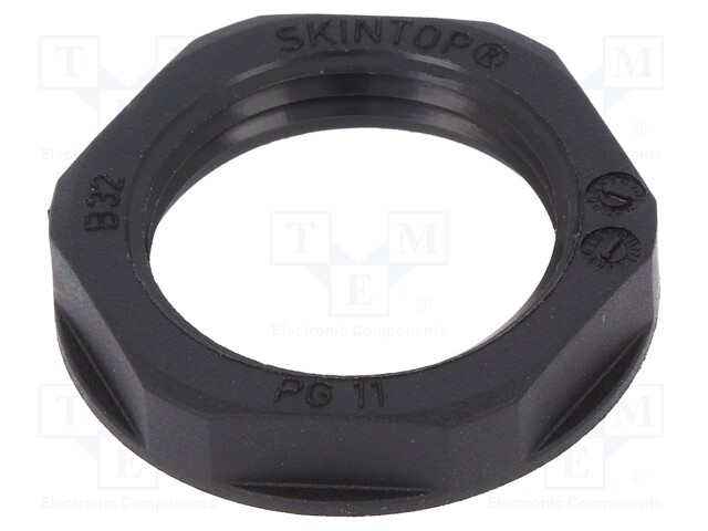 Nut; PG11; polyamide; UL94V-2; 24mm; black; -20÷100°C; Thread: PG