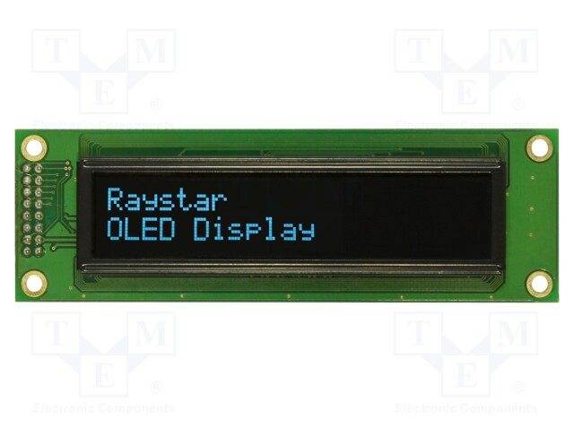 Display: OLED; alphanumeric; 20x2; Dim: 116x37x9.8mm; blue; PIN: 16