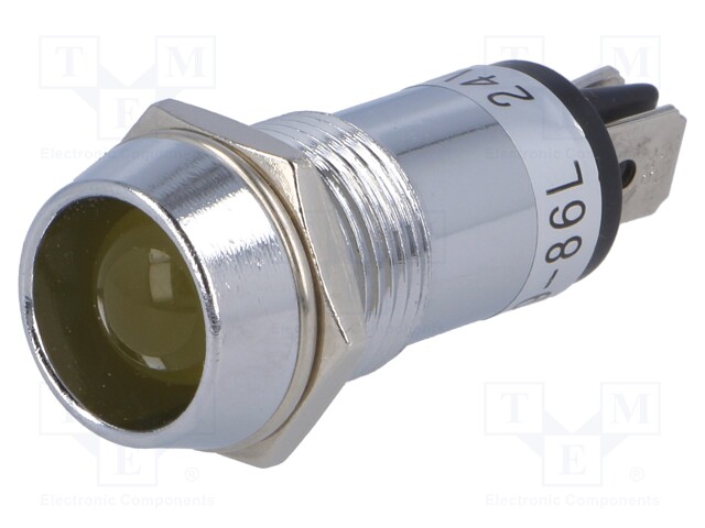 Indicator: LED; recessed; 24VDC; Cutout: Ø14.2mm; IP40; brass