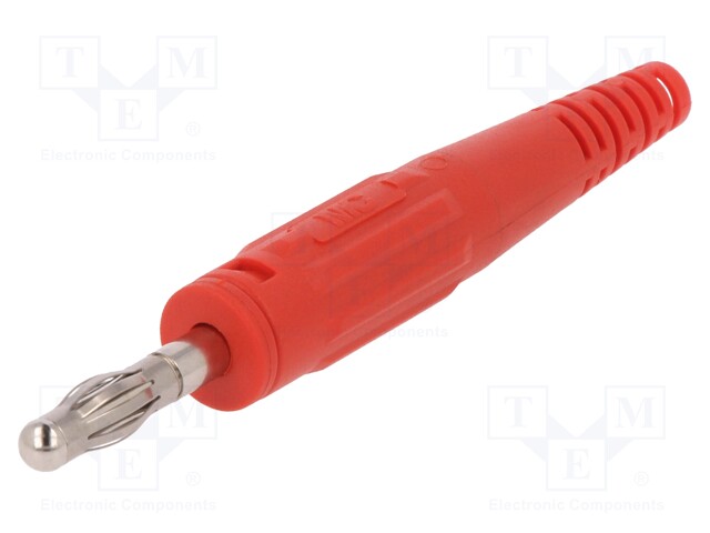 Plug; 4mm banana; 32A; 60V; red; 2.5mm2; Plating: nickel plated