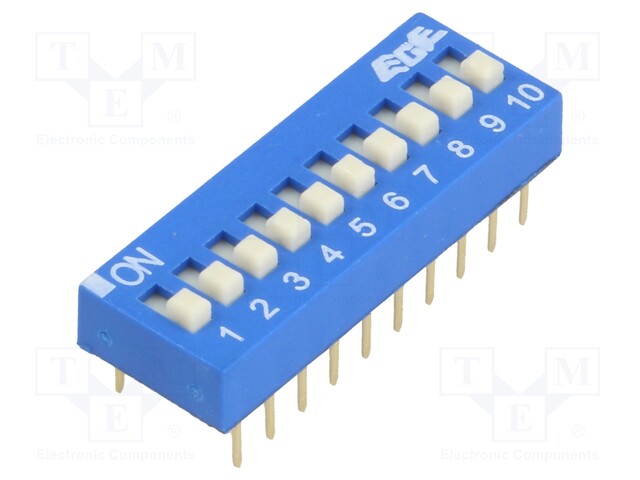 Switch: DIP-SWITCH; Poles number: 10; ON-OFF; 0.025A/24VDC; Pos: 2