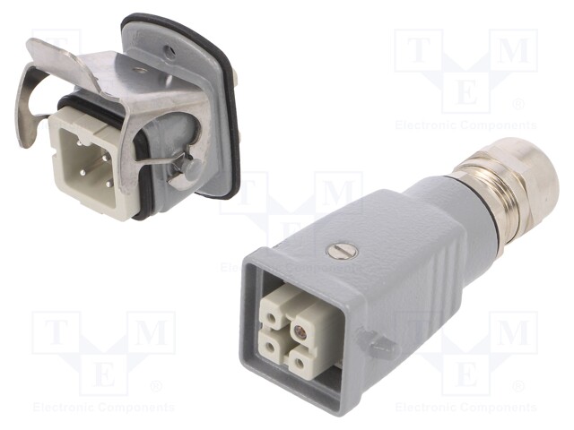 Connector: HDC; male + female; plug + socket; HA; PIN: 4; 3+PE; PG11