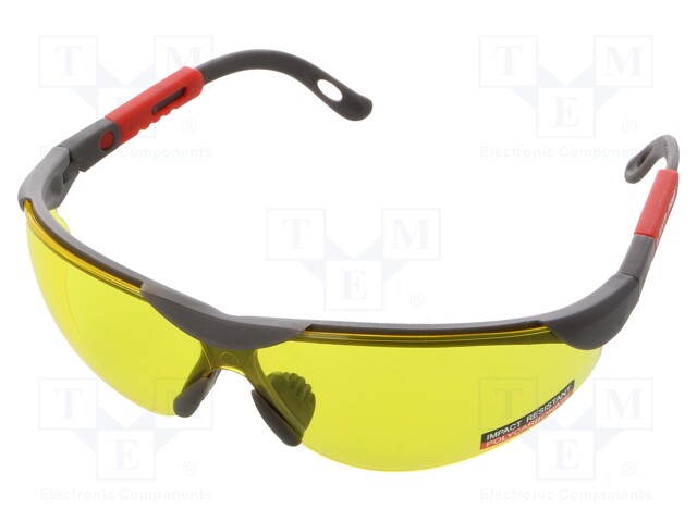 Safety spectacles; Lens: yellow; Features: regulated