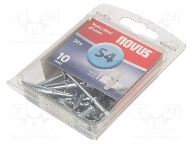 Mount.elem: rivet; 20pcs; L.rivet: 10mm; Rivet diam: 4mm