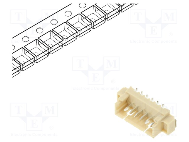 Socket; wire-board; male; 1.25mm; PIN: 6; SMT; 250V; 1A; tinned