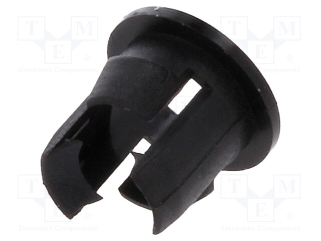 LED holder; 5mm; one-piece; black; UL94V-2; L: 6.9mm; Mat: polyamide