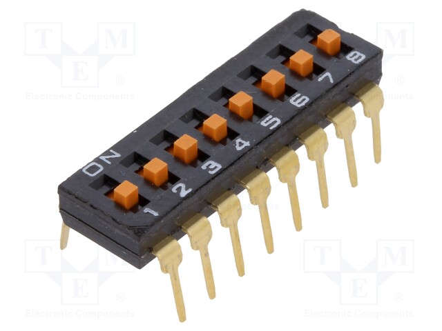 Switch: DIP-SWITCH; Poles number: 8; ON-OFF; 0.025A/24VDC; Pos: 2