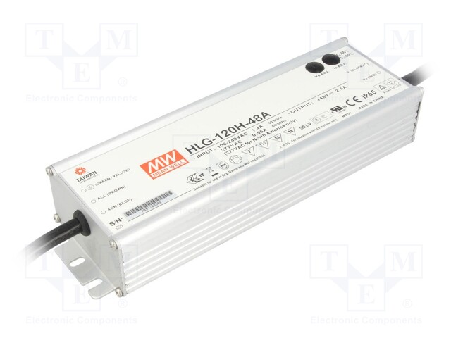 Power supply: switched-mode; LED; 120W; 48VDC; 43÷53VDC; 1.2÷2.5A