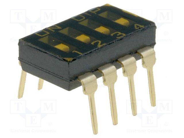 Switch: DIP-SWITCH; Poles number: 4; ON-OFF; 0.1A/50VDC; Pos: 2