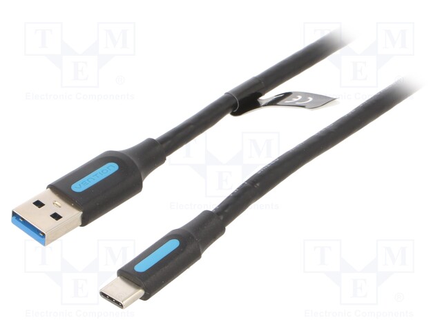 Cable; USB 3.0; USB A plug,USB C plug; nickel plated; 250mm